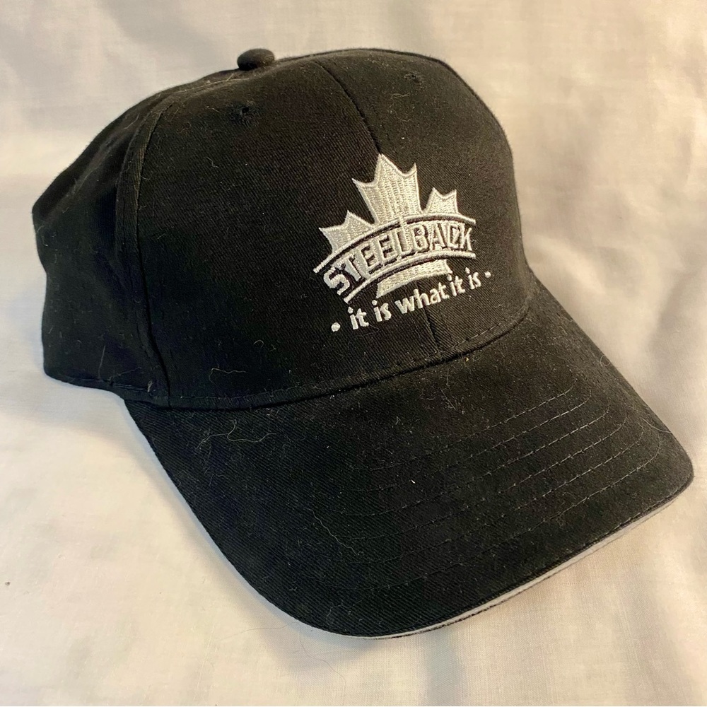 Vtg Steelback Brewery It Is What It Is Ball Cap 6 Panel Adjust Hat Black New OS